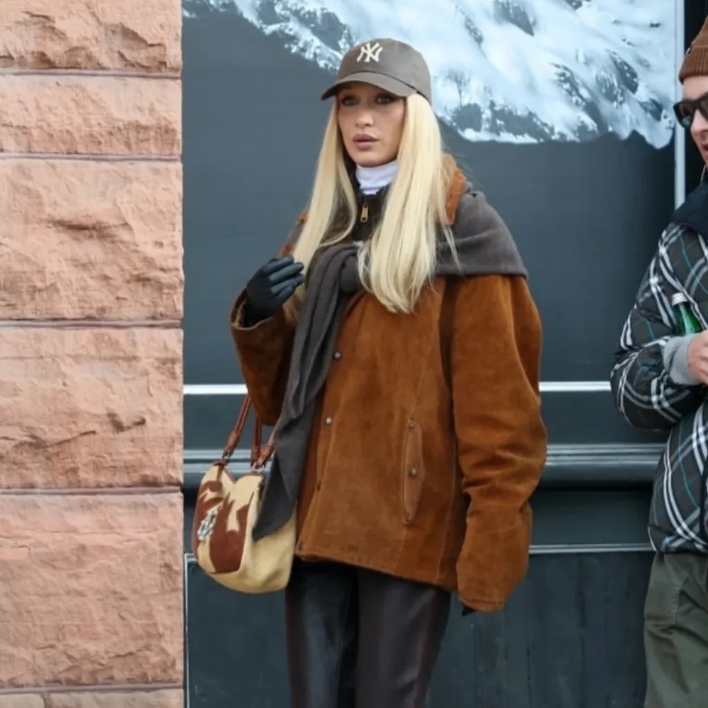 Trending Faux Suede Zip Up Jacket Tan Brown Made in Italy Size L